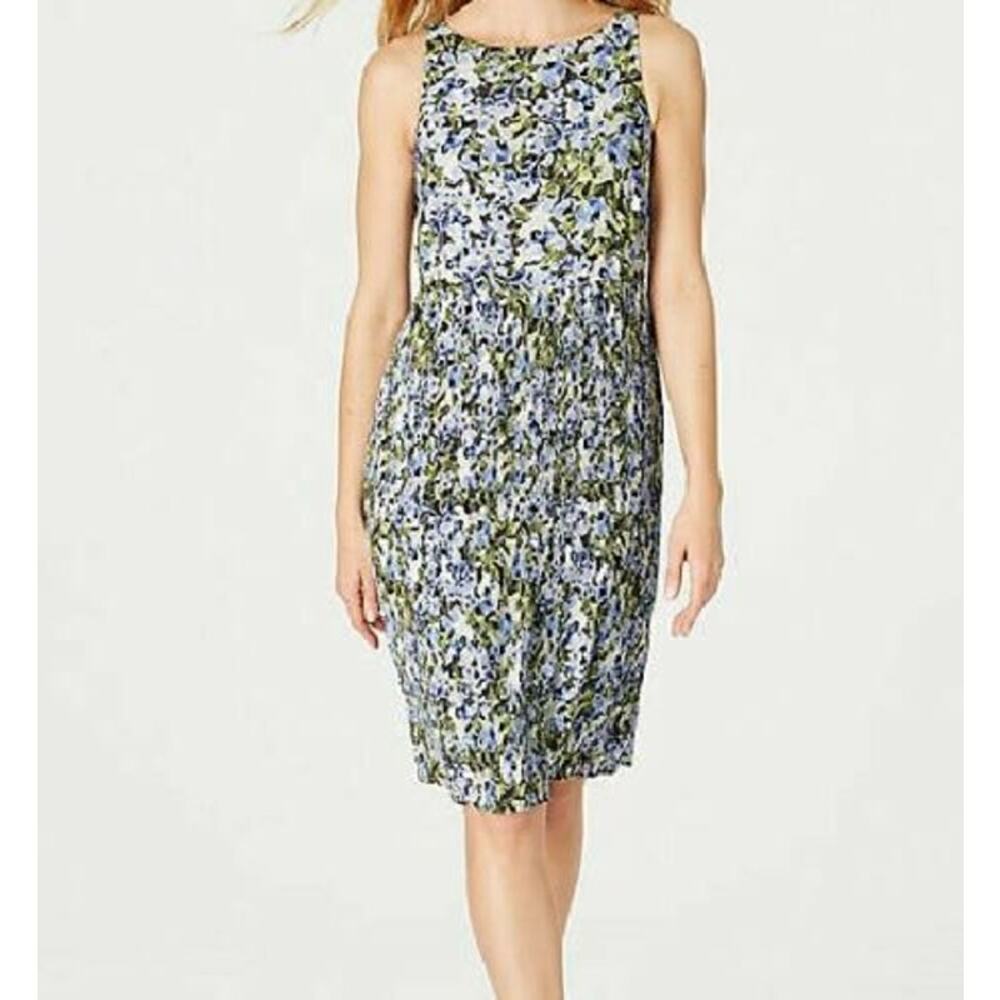 Jill floral print sleeveless dress featuring an accordion-pleated skirt size S
